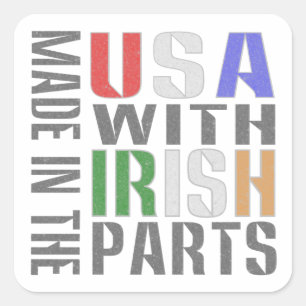 Sticker Carré Fabriqué aux États-Unis pièces irlandaises