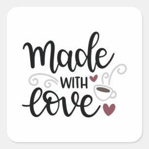 Sticker Carré Fabriqué avec amour