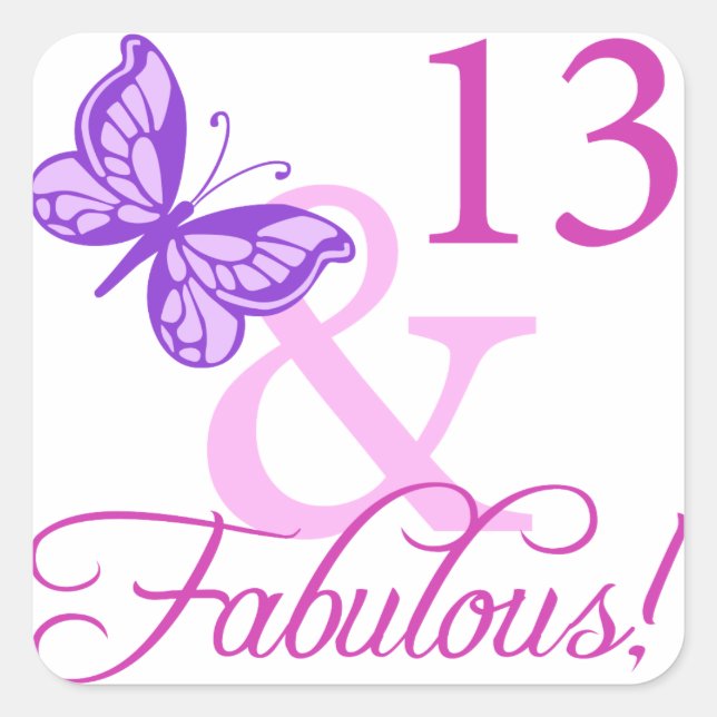 Sticker Carré Fabuleux 13e anniversaire (Devant)
