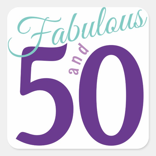 Sticker Carré Fabulous Purple Turquoise Simple moderne 50e anniv (Devant)