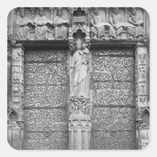 Sticker Carré Façade de Notre-Dame, portail gauche, Paris
