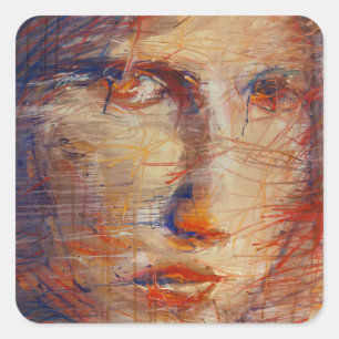 Sticker Carré Face Abstraite