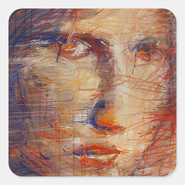 Sticker Carré Face Abstraite (Devant)