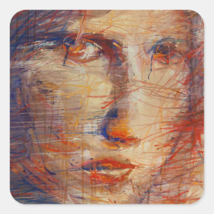 Sticker Carré Face Abstraite