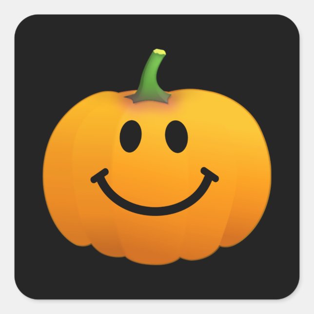 Sticker Carré Face Citrouille d'Halloween (Devant)