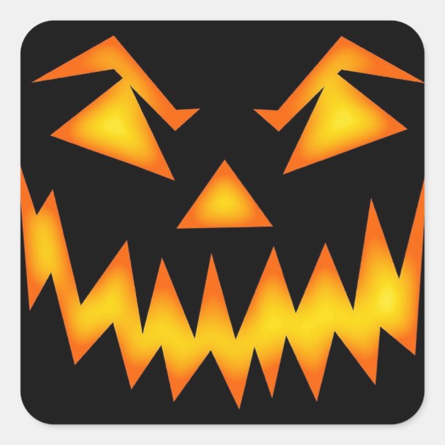 Sticker Carré Face de Jack-o'-lantern effrayante (Devant)