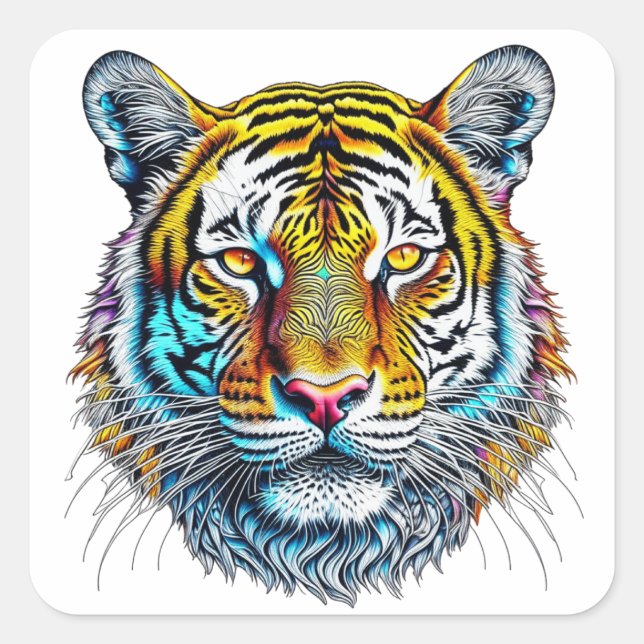 Sticker Carré Face de tigre Abstraite cool (Devant)