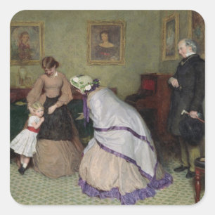 Sticker Carré Faces planes (w/c & bodycolour on paper)