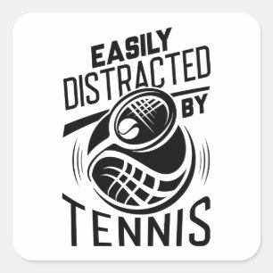 Sticker Carré Facilement Distrait Par Le Tennis