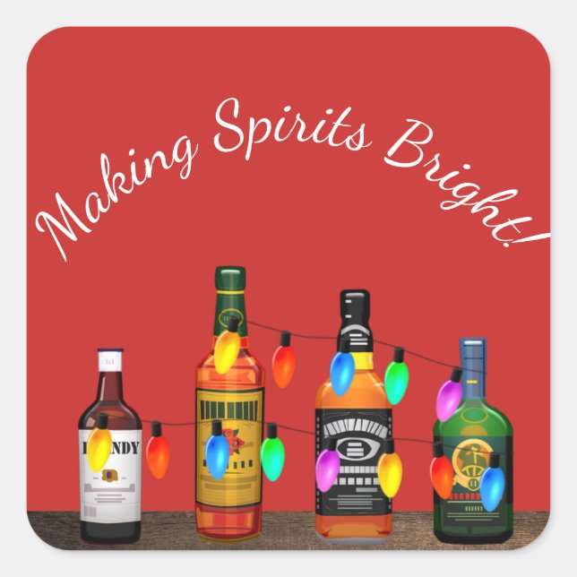 Sticker Carré Faire des spiritueux des cocktails de Noël brillan (Devant)