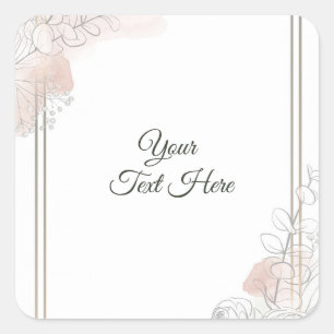 Sticker Carré Faire-part de mariage floral à la sauge et au rose
