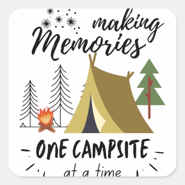 Sticker Carré Faire Souvenir Un Camping À La Fois Camping (Devant)