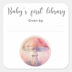 Sticker Carré Fairy fly agaric - première bibliothèque de bébé