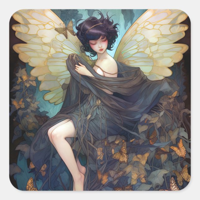 Sticker Carré Fairy Girl'Imaginaire Art (Devant)