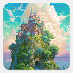 Sticker Carré Fairy Tale Castle Imaginaire Art