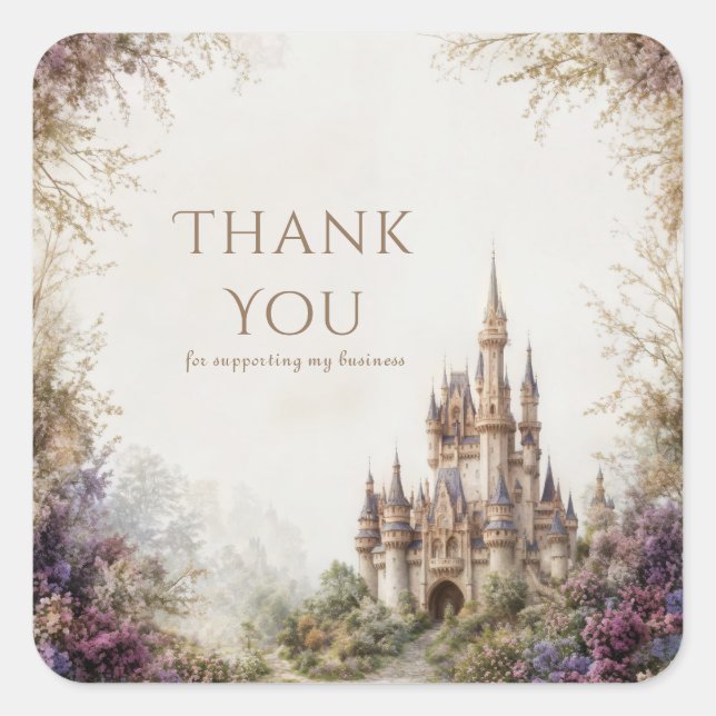 Sticker Carré Fairytale Castle Purple Floral Misty Forest (Devant)