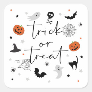Sticker Carré Faisons éffrayant Halloween Party blanc 2