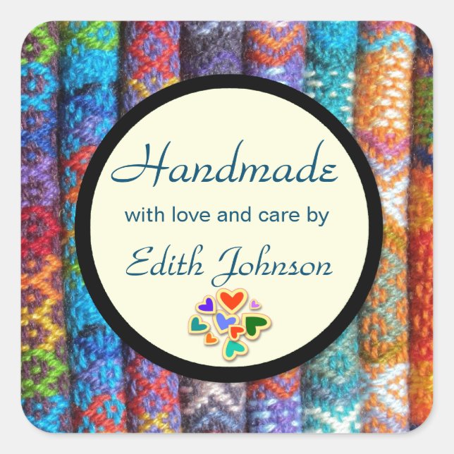 Sticker Carré Fait main ! (Devant)