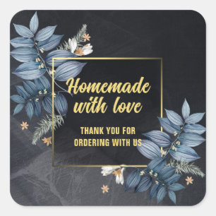 Sticker Carré Fait maison avec Merci d'amour