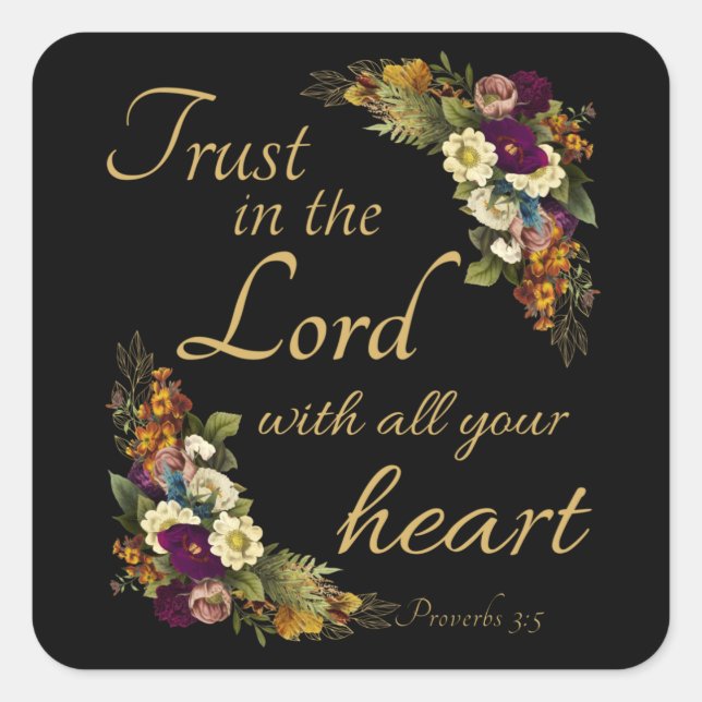 Sticker Carré Faites confiance à l'Éternel avec tout votre coeur (Devant)