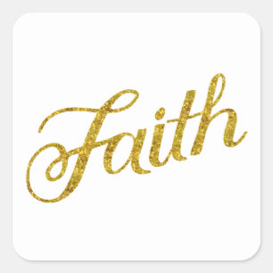 Sticker Carré Faith Gold Faux Parties scintillant Metallical Ins
