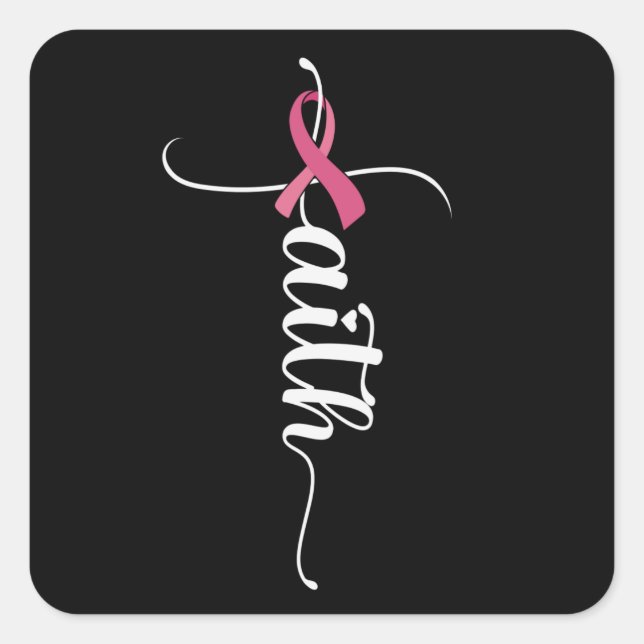 Sticker Carré Faith Hope Love Cancer du sein Sensibilisation chr (Devant)