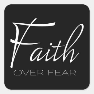 Sticker Carré Faith Over Encouragement White