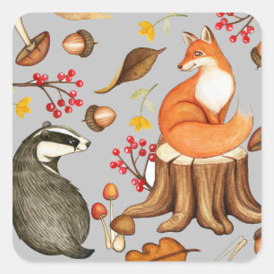 Sticker Carré Fall Leaves Badger & Fox