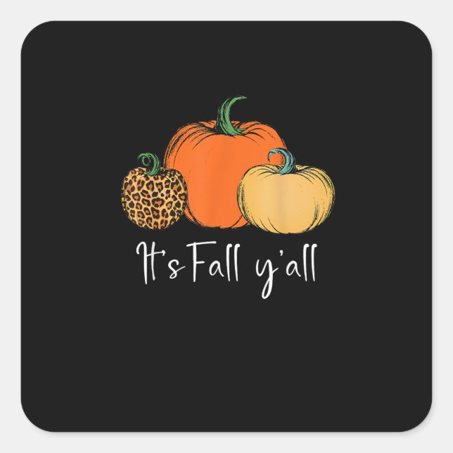 Sticker Carré Fall mignon Halloween Citrouille Thanksgiving C'es (Devant)