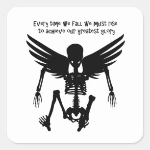 Sticker Carré Fallen Angel Skeleton cite Wise Words Art