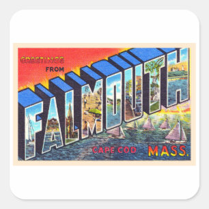 Sticker Carré Falmouth Cape Cod Massachusetts Carte postale Vint