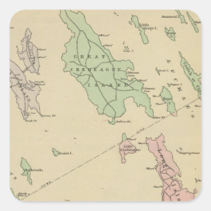 Sticker Carré Falmouth Foreside, îles adjacentes, Casco Bay