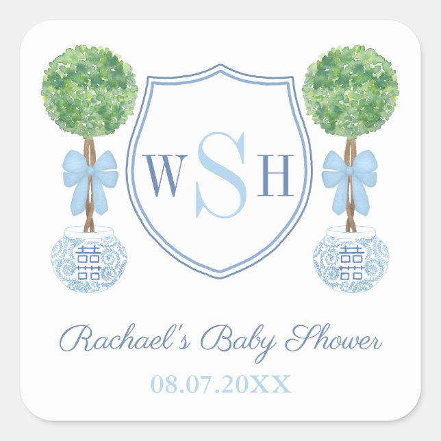 Sticker Carré Famille intelligente Monogramme Crest Boxwood Topi (Devant)