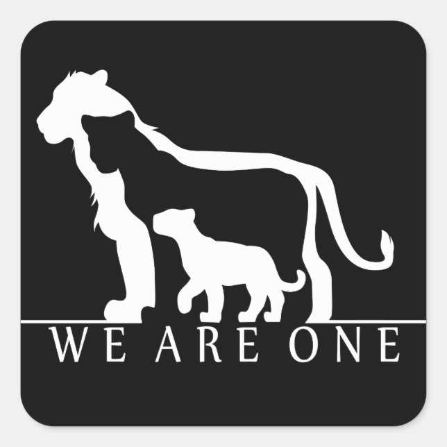 Sticker Carré Famille Lion (version noire) (Devant)