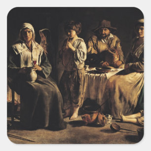 Sticker Carré Famille paysanne dans un intérieur, c.1643