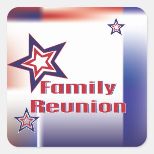 Sticker Carré Famille reunion rouge blanc et bleu étoile design