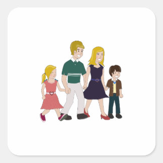 Sticker Carré Famille ridiculement heureuse