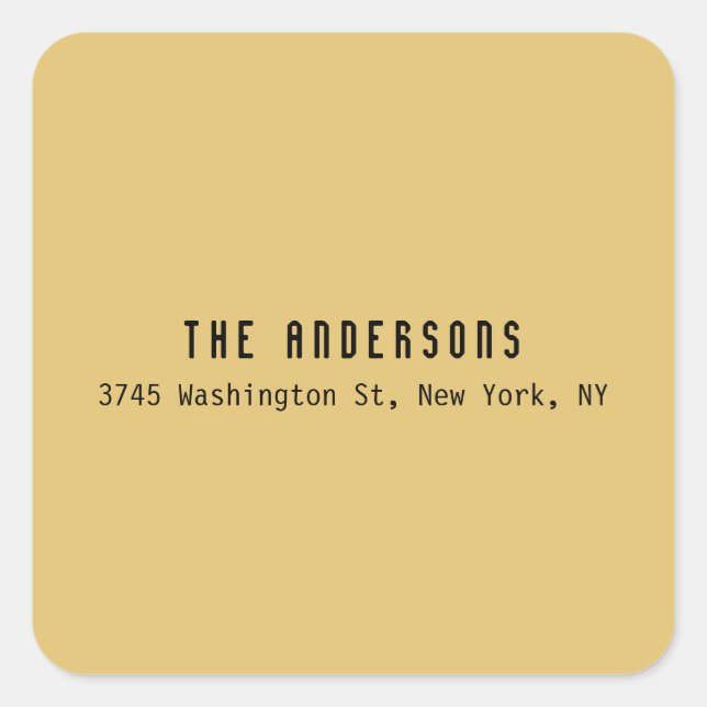 Sticker Carré Family Name Modern Plain Professional Brass Yellow (Devant)