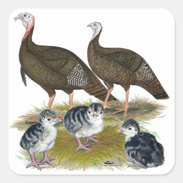 Sticker Carré Family sauvage de Turkey (Devant)