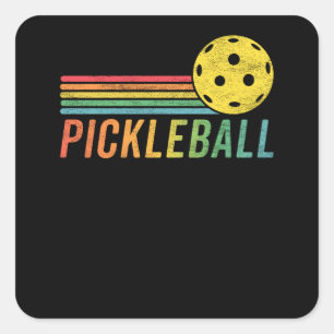 Sticker Carré Fan de Pickleball Retro Sunset