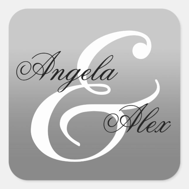 Sticker Carré Fancy Calligraphie Ampersand gris Ombre Mariage (Devant)