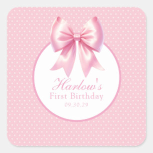 Sticker Carré Fancy One Rose Coquette Bow Anniversaire