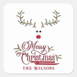 Sticker Carré Fantaisie charnelle de rennes de baies