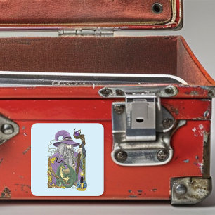Sticker Carré Fantaisie de Dragon de Sorcier Celtique Violet