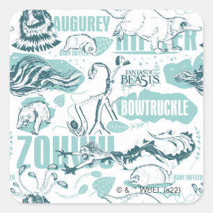 Sticker Carré Fantastic Beasts Motif bleu