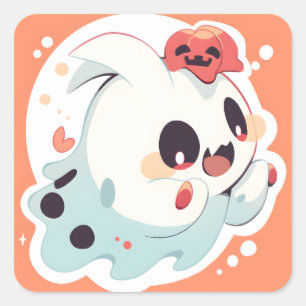 Sticker Carré fantôme de Kawaii 02