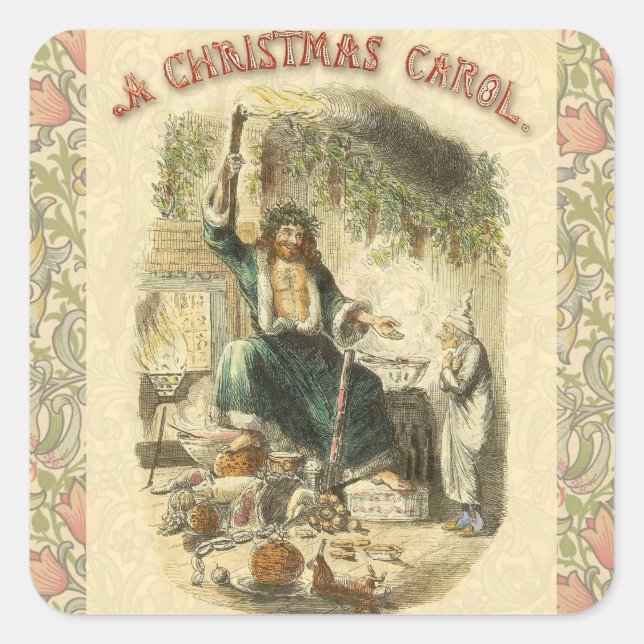 Sticker Carré Fantôme de Noël Présent Scrooge (Devant)