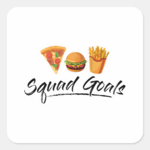 Sticker Carré Fast Food Burger Fromage Foodie Drôle Manger Cadea