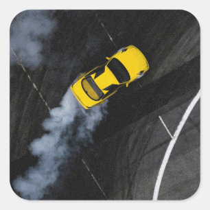 Sticker Carré Fast Sport Car Drifting - Adultes & Kids Racing
