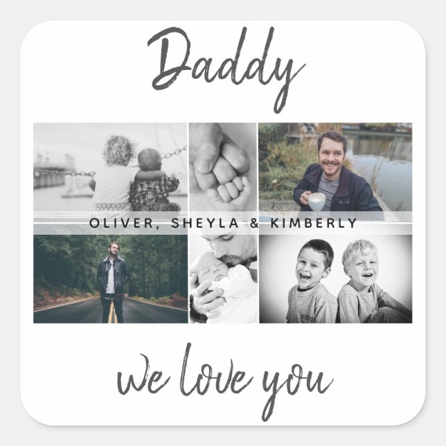 Sticker Carré Father with Kids and Family Dad Photo Collage (Devant)